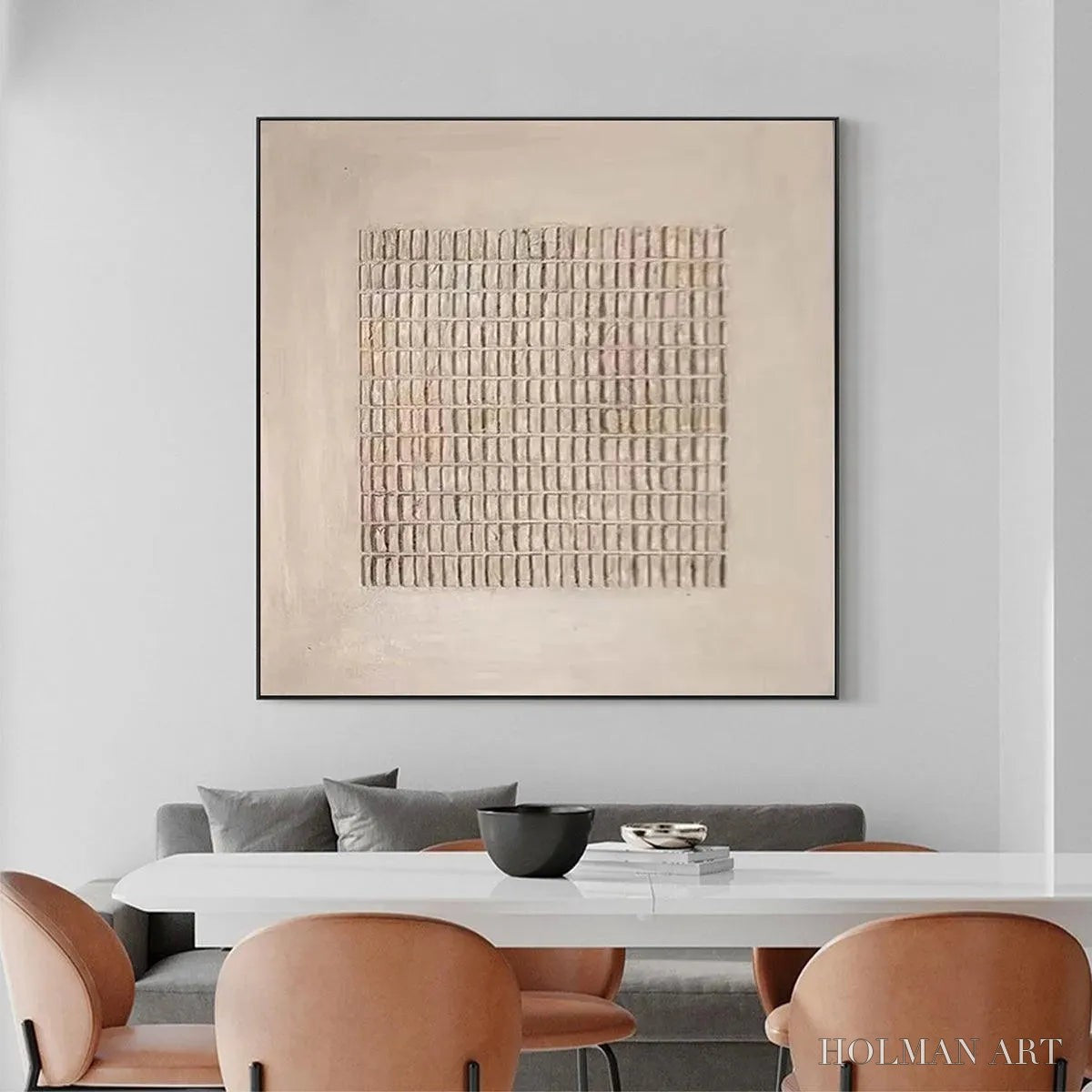 HOLMAN ART Beige Grid – Minimalist Textured Painting in Beige - image 4