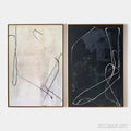 HOLMAN ART Minimalist Abstract Duo – Set of 2 Abstract Paintings in Black and White - image 1