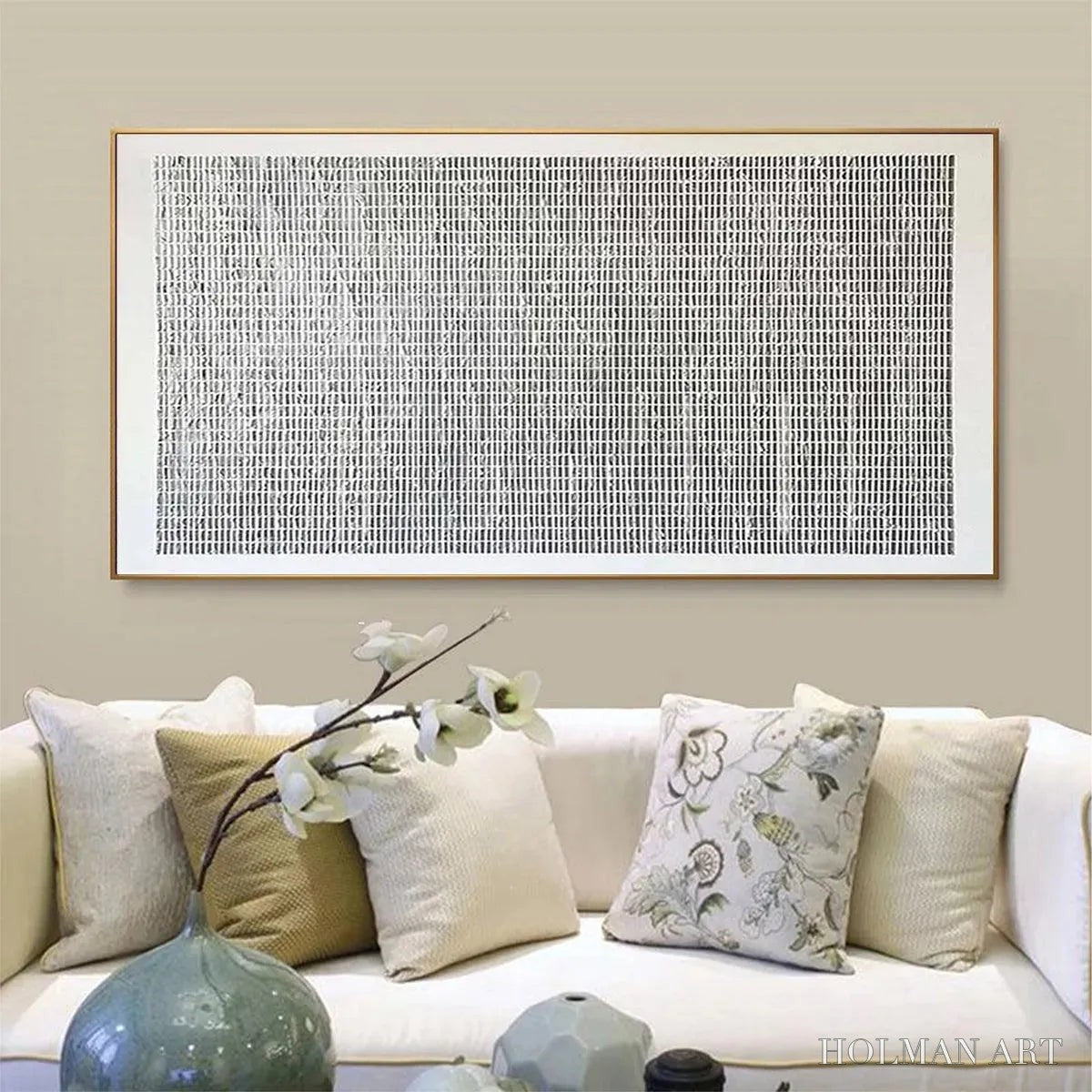 HOLMAN ART Woven Texture – Minimalist Textured Painting in Grey and White - image 3