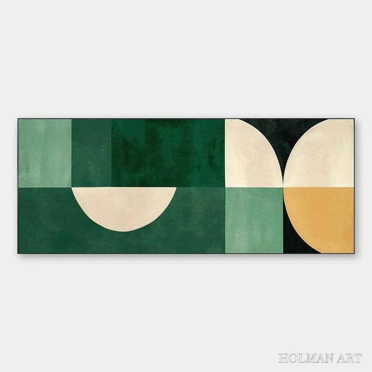 HOLMAN ART Green Geometric Panoramic – Abstract Painting, Panoramic , Minimalist Decor - image 1