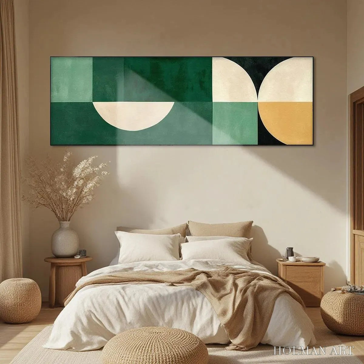 HOLMAN ART Green Geometric Panoramic – Abstract Painting, Panoramic , Minimalist Decor - image 2