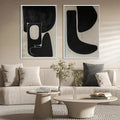 HOLMAN ART Black & Beige Abstract Diptych Ii – Abstract Painting Set of 2, Vertical - image 2