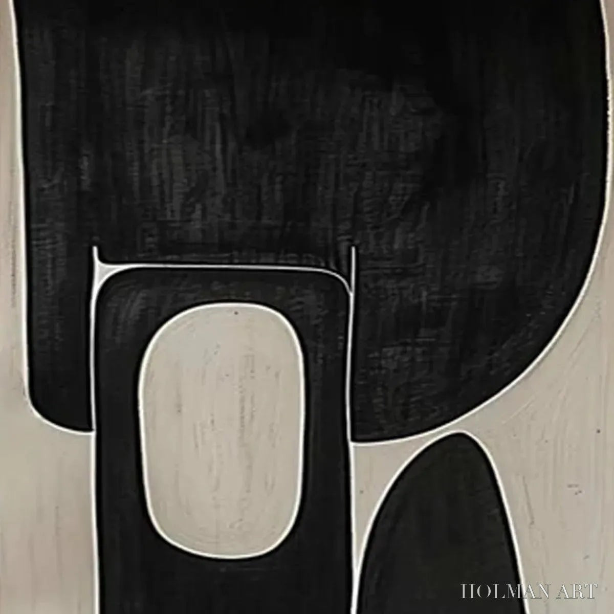 HOLMAN ART Black & Beige Abstract Diptych Ii – Abstract Painting Set of 2, Vertical - image 3