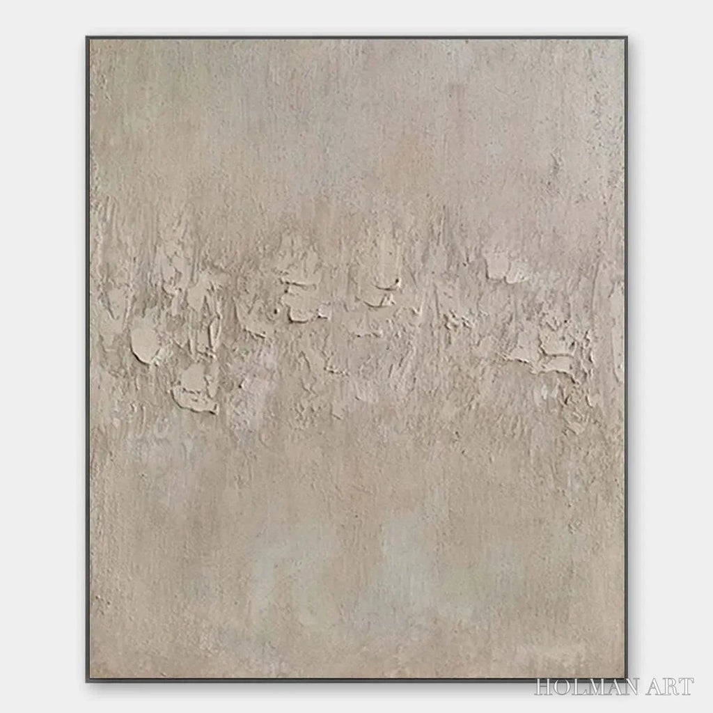 HOLMAN ART Textured Beige Abstract – Minimalist Textured Painting, Square - image 1