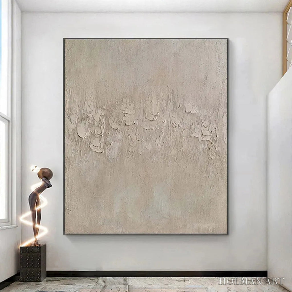 HOLMAN ART Textured Beige Abstract – Minimalist Textured Painting, Square - image 2