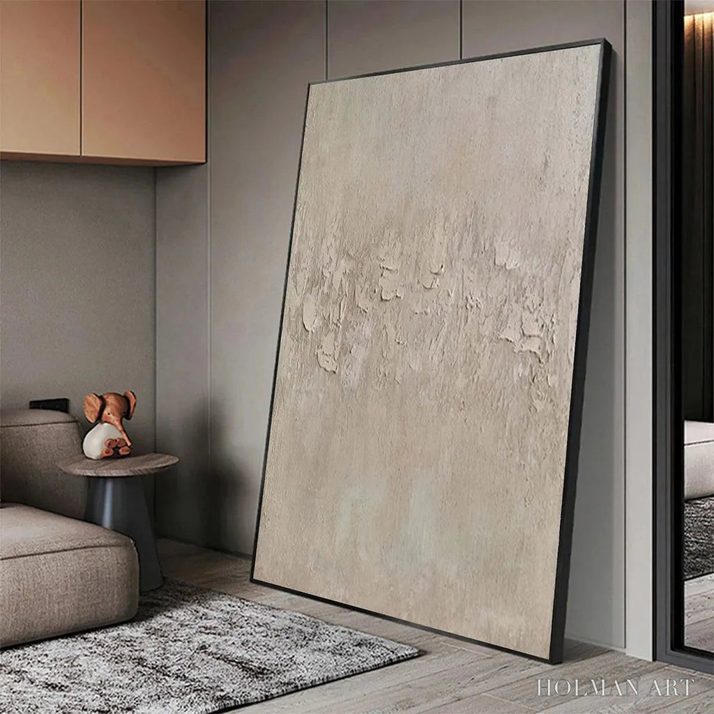 HOLMAN ART Textured Beige Abstract – Minimalist Textured Painting, Square - image 4