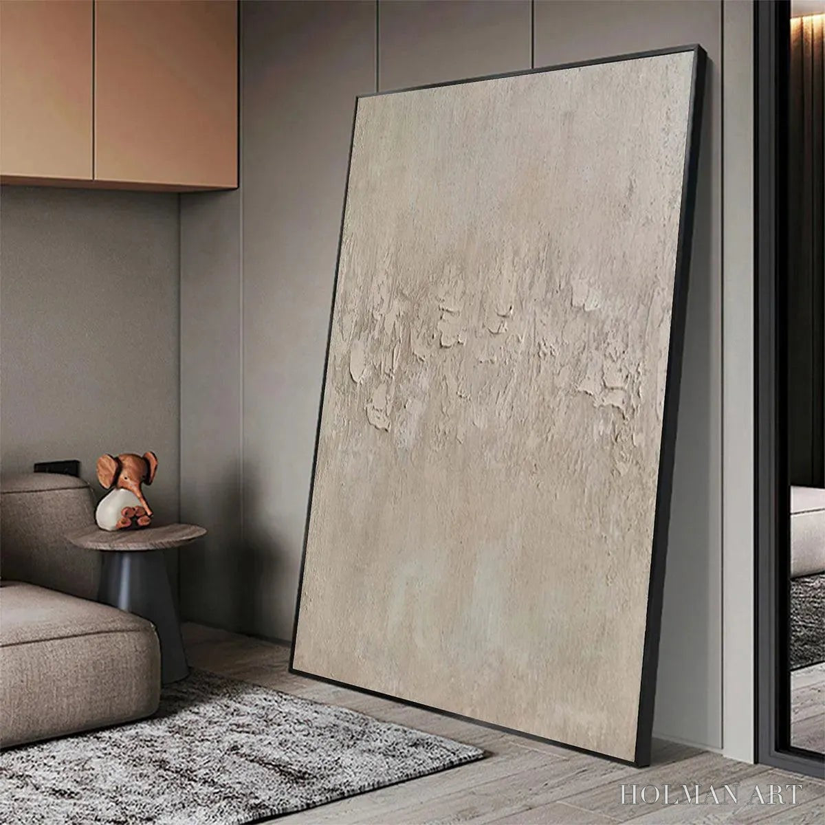 HOLMAN ART Textured Beige Abstract – Minimalist Textured Painting, Square - image 4