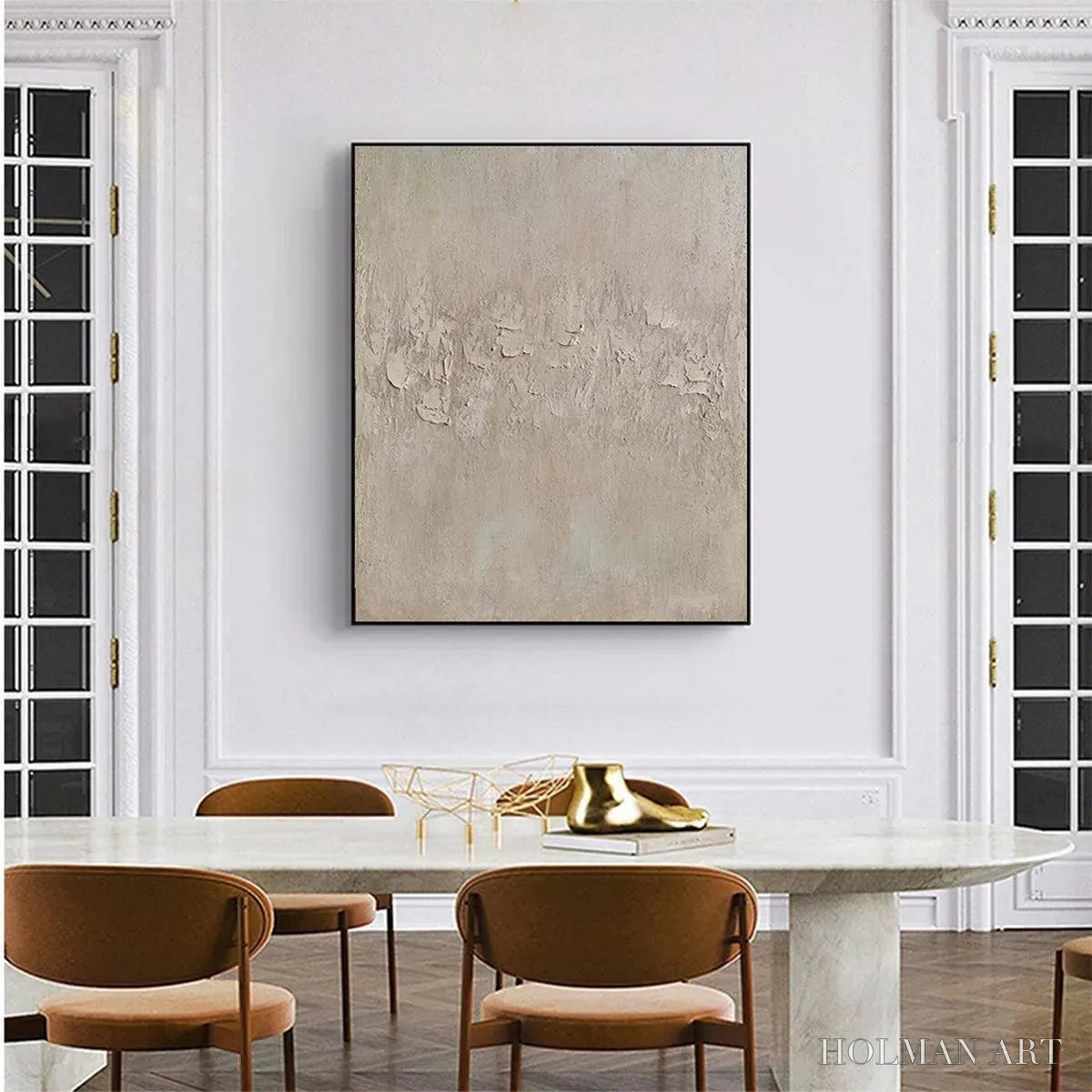 HOLMAN ART Textured Beige Abstract – Minimalist Textured Painting, Square - image 5