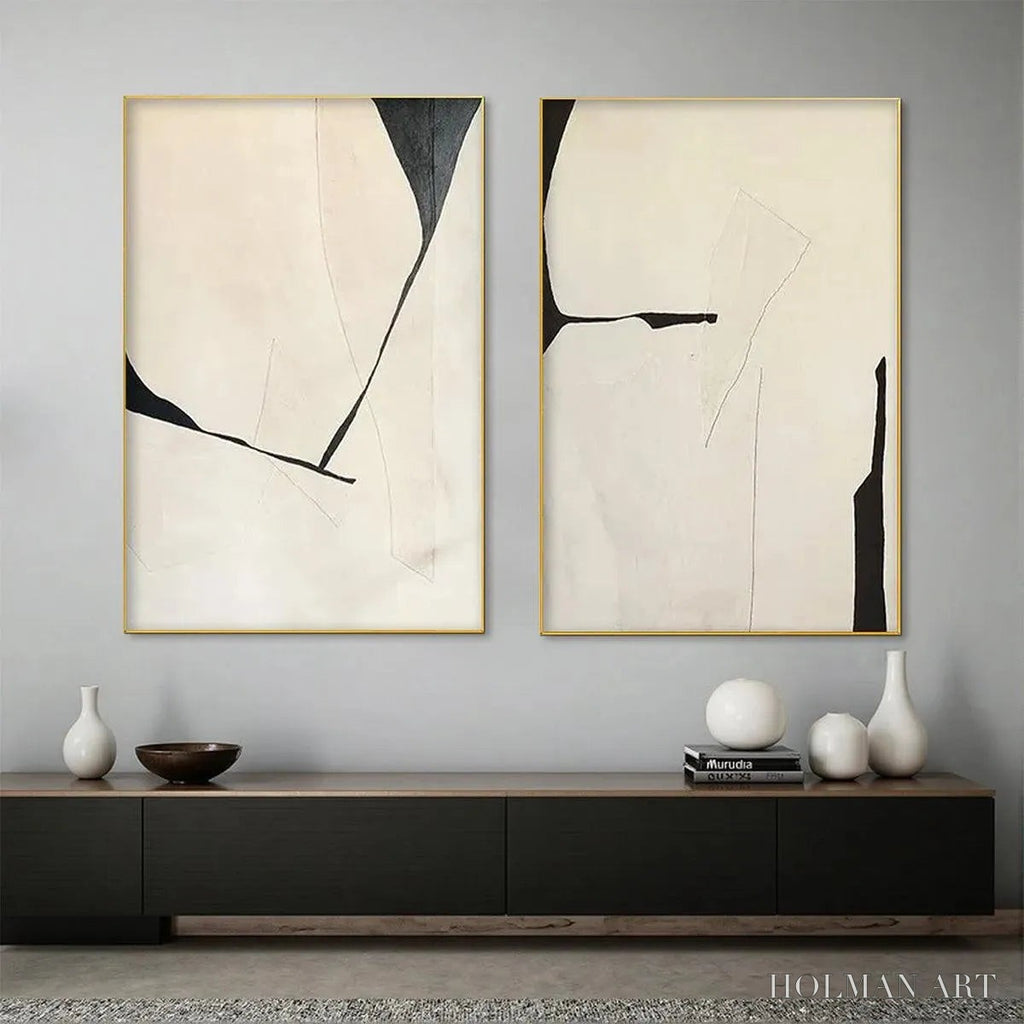 HOLMAN ART Minimalist Abstract Diptych – Abstract Minimalist Painting Set of 2, Vertical - image 2