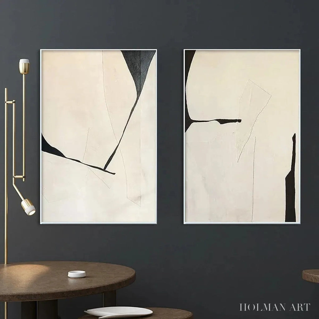 HOLMAN ART Minimalist Abstract Diptych – Abstract Minimalist Painting Set of 2, Vertical - image 4