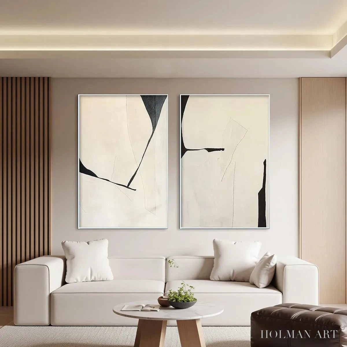 HOLMAN ART Minimalist Abstract Diptych – Abstract Minimalist Painting Set of 2, Vertical - image 5