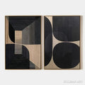 HOLMAN ART Minimalist Geometric Diptych – Abstract Geometric Painting Set of 2, Square - image 1