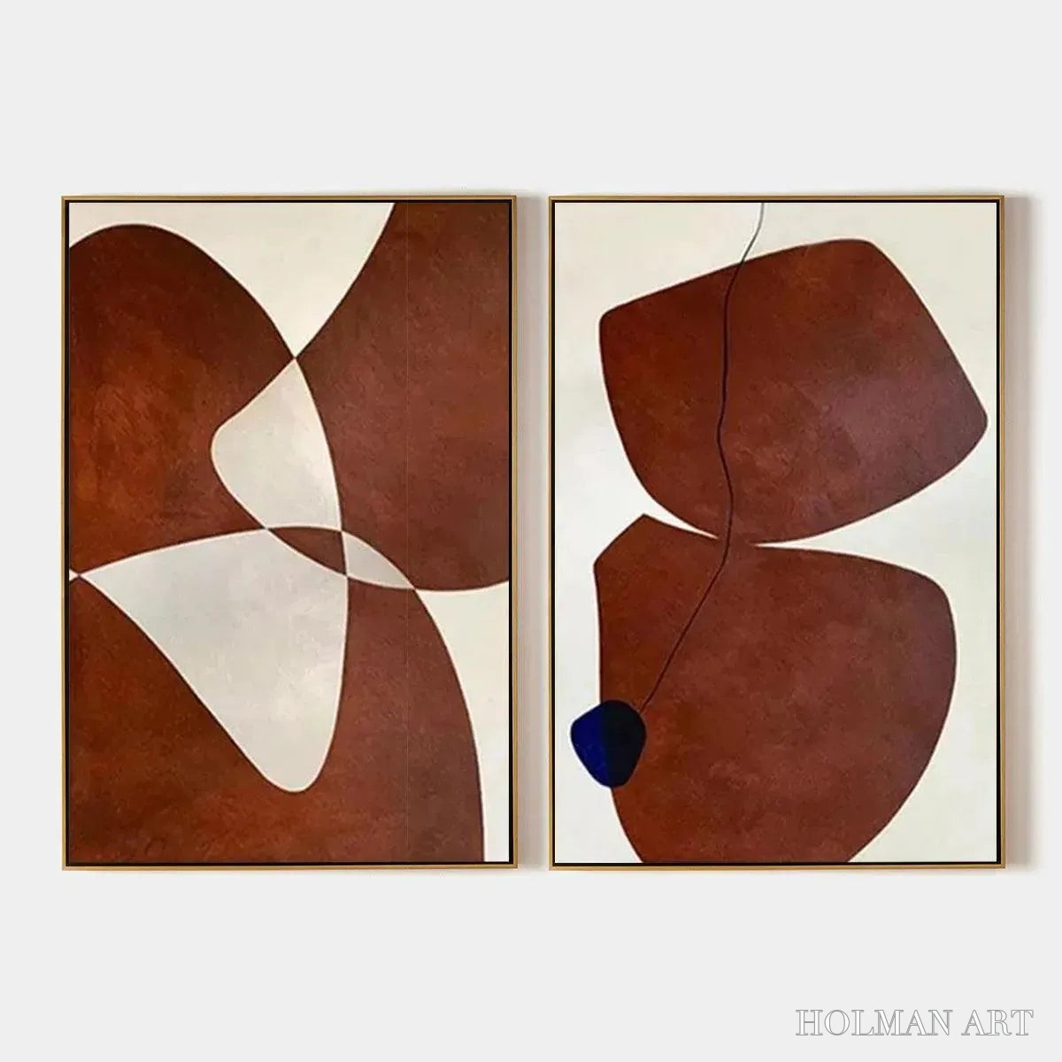 HOLMAN ART Brown Abstract Diptych – Abstract Painting Set of 2, Vertical - image 1