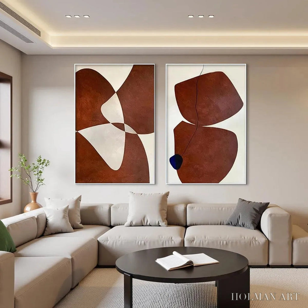 HOLMAN ART Brown Abstract Diptych – Abstract Painting Set of 2, Vertical - image 2