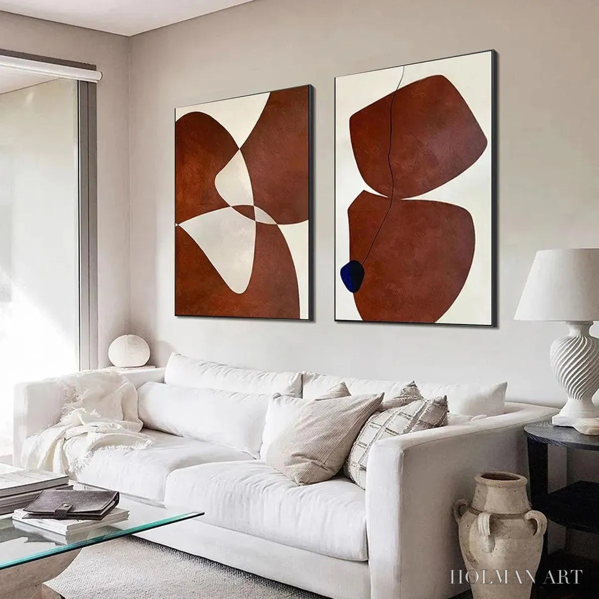 HOLMAN ART Brown Abstract Diptych – Abstract Painting Set of 2, Vertical - image 4
