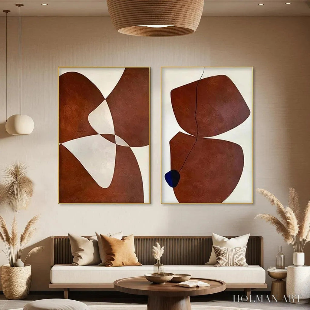 HOLMAN ART Brown Abstract Diptych – Abstract Painting Set of 2, Vertical - image 5