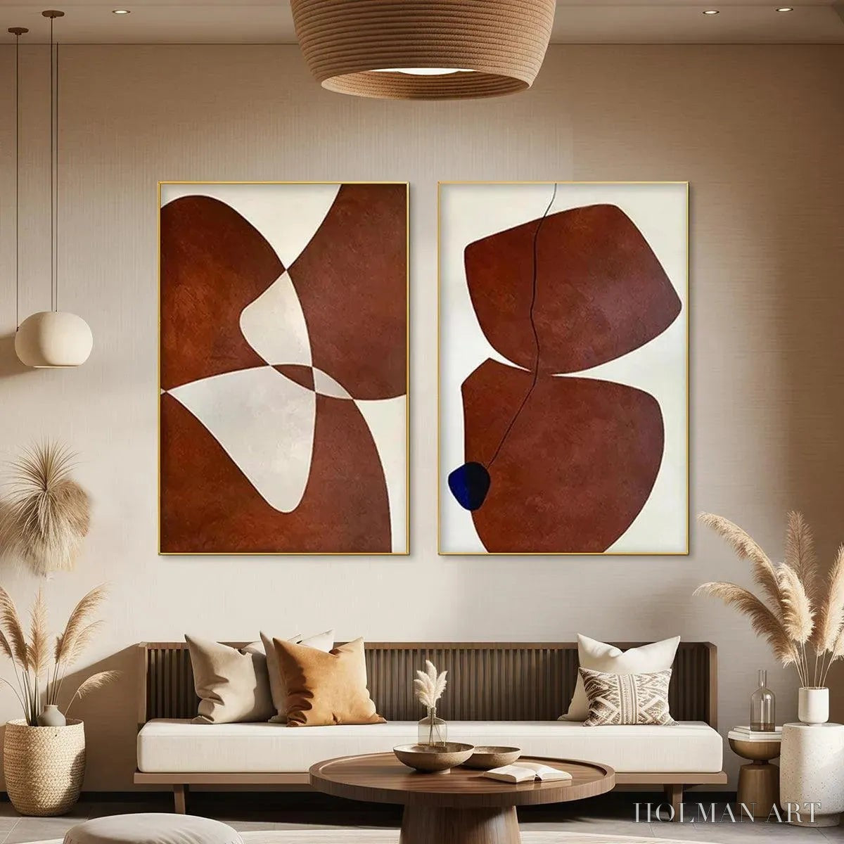 HOLMAN ART Brown Abstract Diptych – Abstract Painting Set of 2, Vertical - image 5
