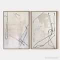 HOLMAN ART Minimalist Abstract Diptych – Beige Abstract Painting Set of 2 - image 1