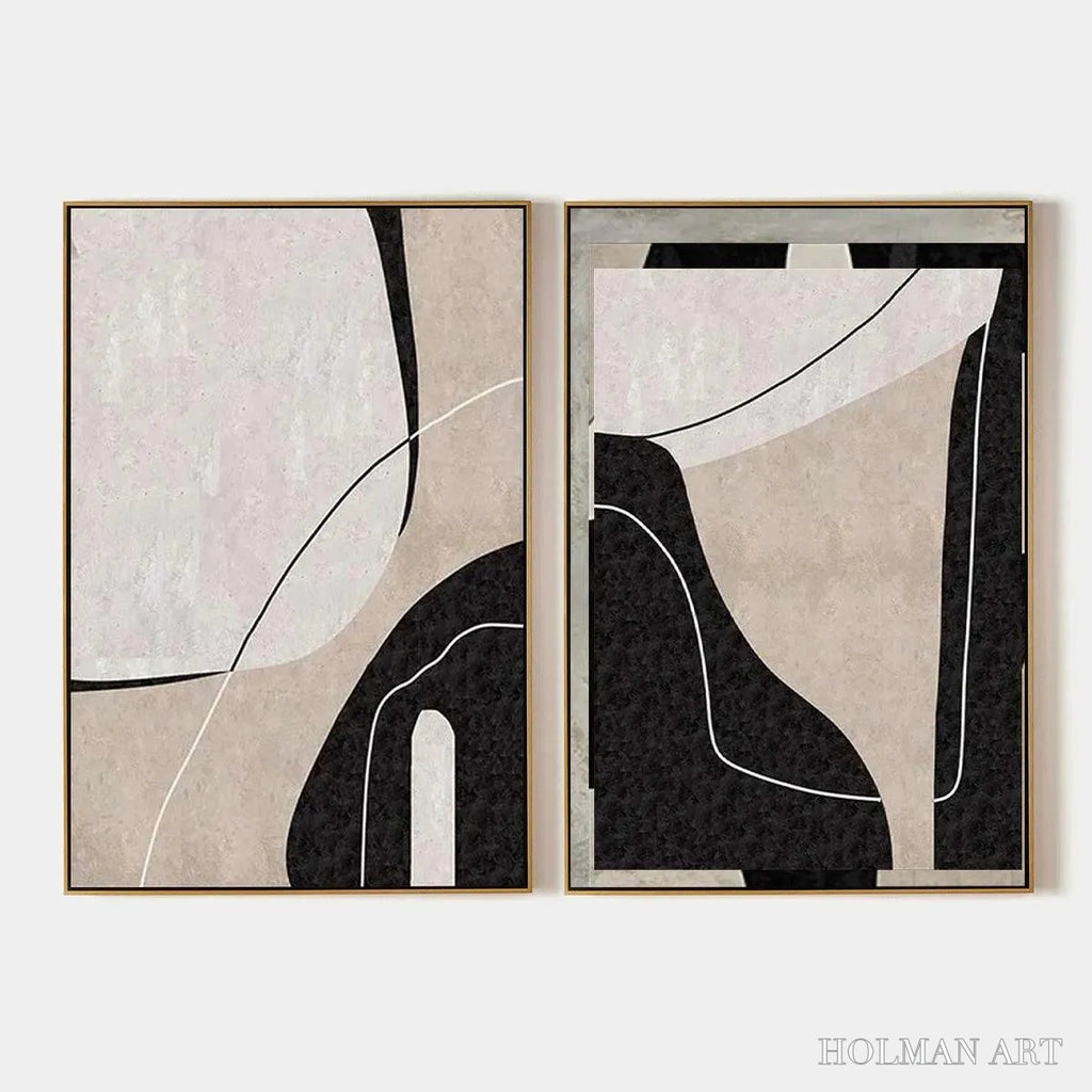 HOLMAN ART Abstract Minimalist Diptych – Abstract Painting Set of 2, Vertical - image 1