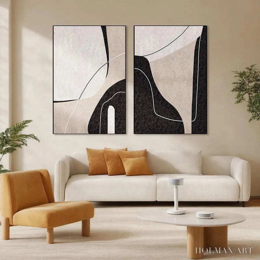 HOLMAN ART Abstract Minimalist Diptych – Abstract Painting Set of 2, Vertical - image 2
