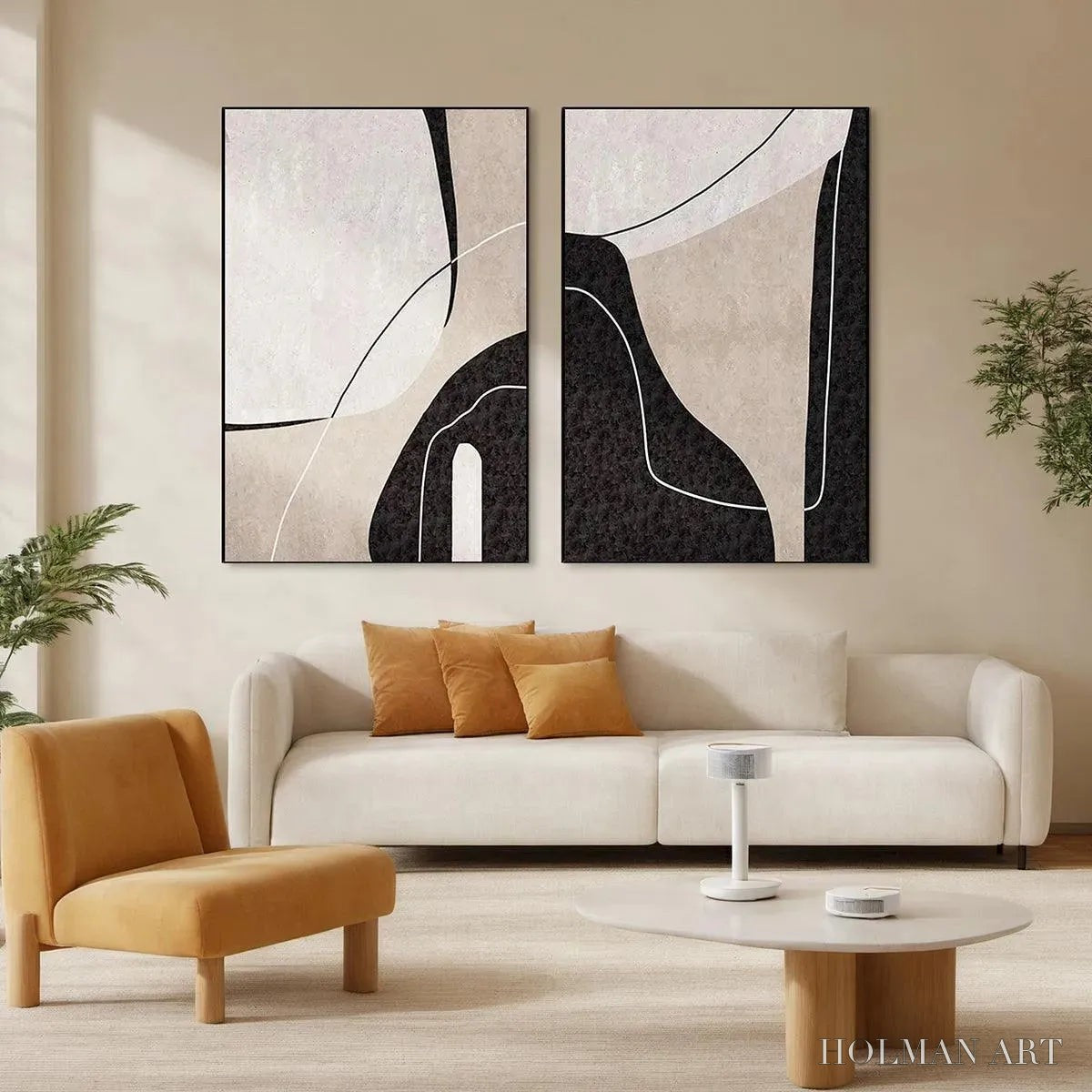 HOLMAN ART Abstract Minimalist Diptych – Abstract Painting Set of 2, Vertical - image 2
