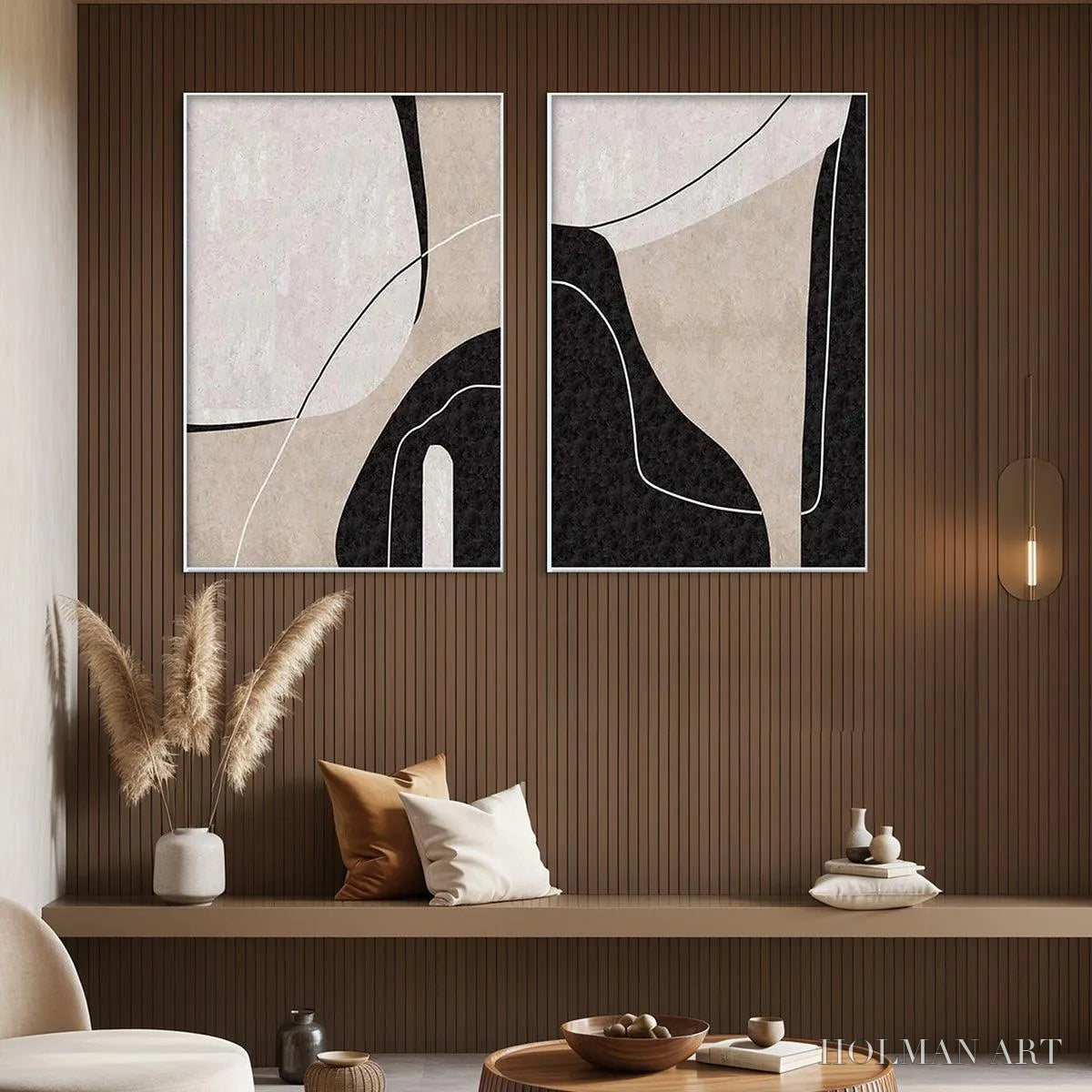 HOLMAN ART Abstract Minimalist Diptych – Abstract Painting Set of 2, Vertical - image 4