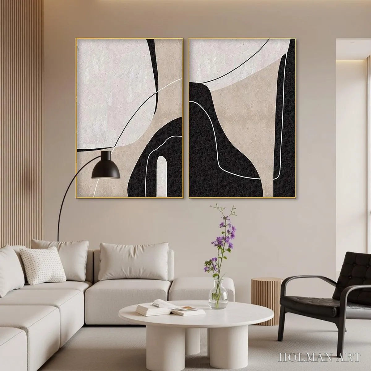 HOLMAN ART Abstract Minimalist Diptych – Abstract Painting Set of 2, Vertical - image 5