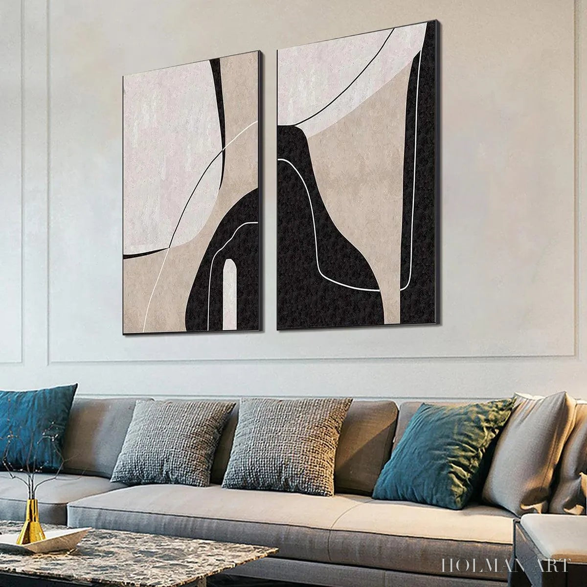 HOLMAN ART Abstract Minimalist Diptych – Abstract Painting Set of 2, Vertical - image 6