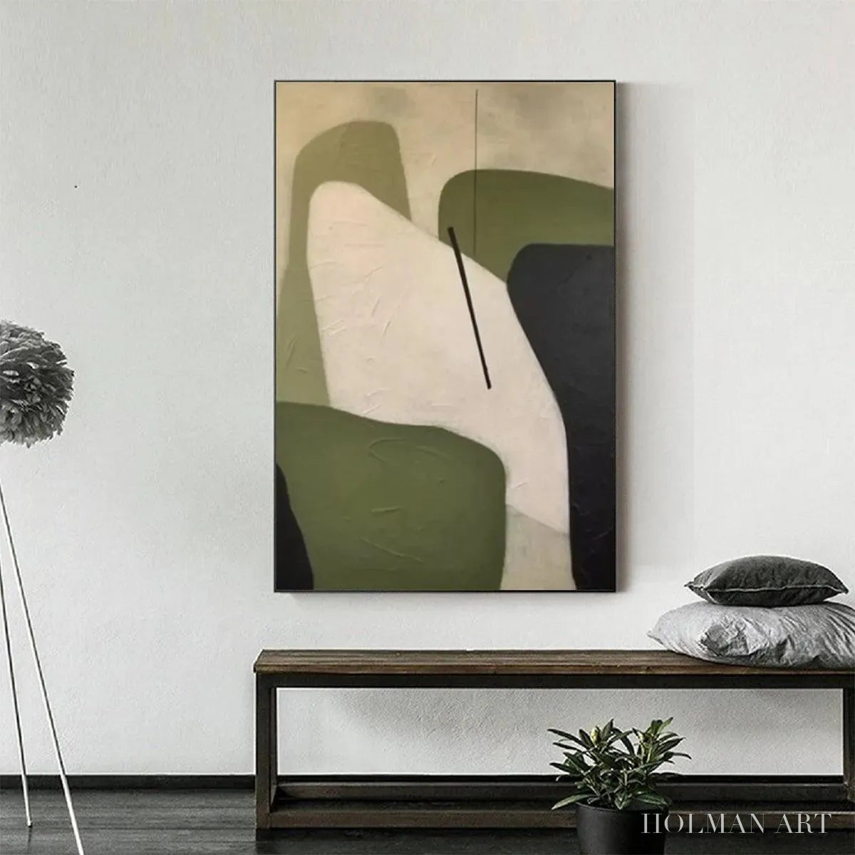HOLMAN ART Minimalist Green Abstract – Modern Abstract Painting, Vertical - image 2