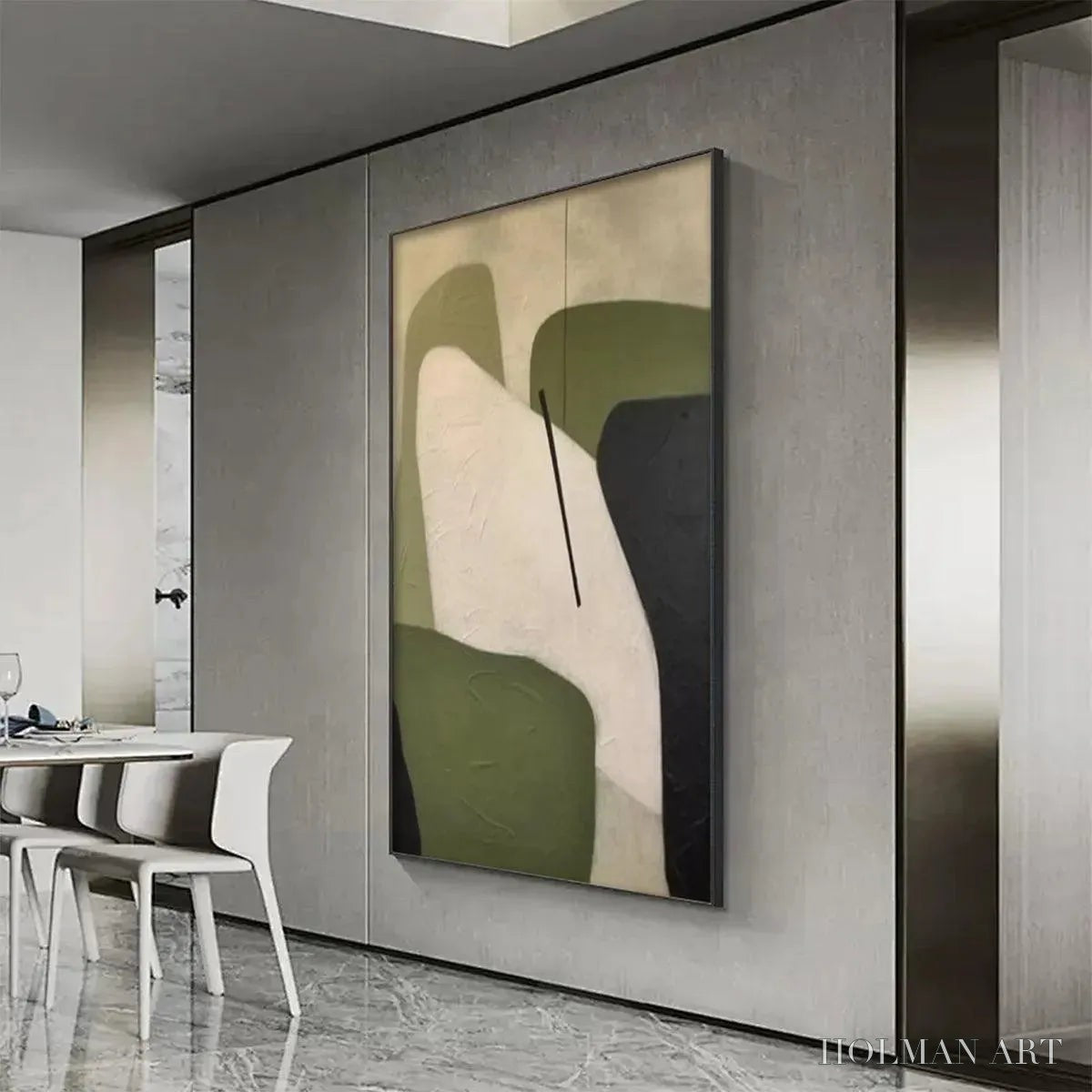 HOLMAN ART Minimalist Green Abstract – Modern Abstract Painting, Vertical - image 4
