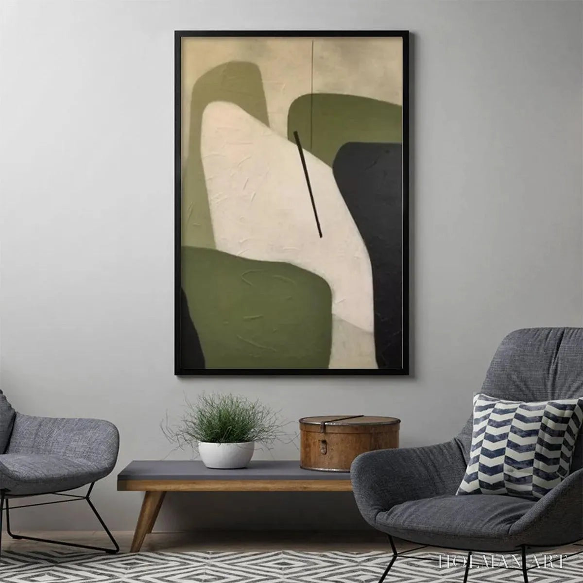 HOLMAN ART Minimalist Green Abstract – Modern Abstract Painting, Vertical - image 5
