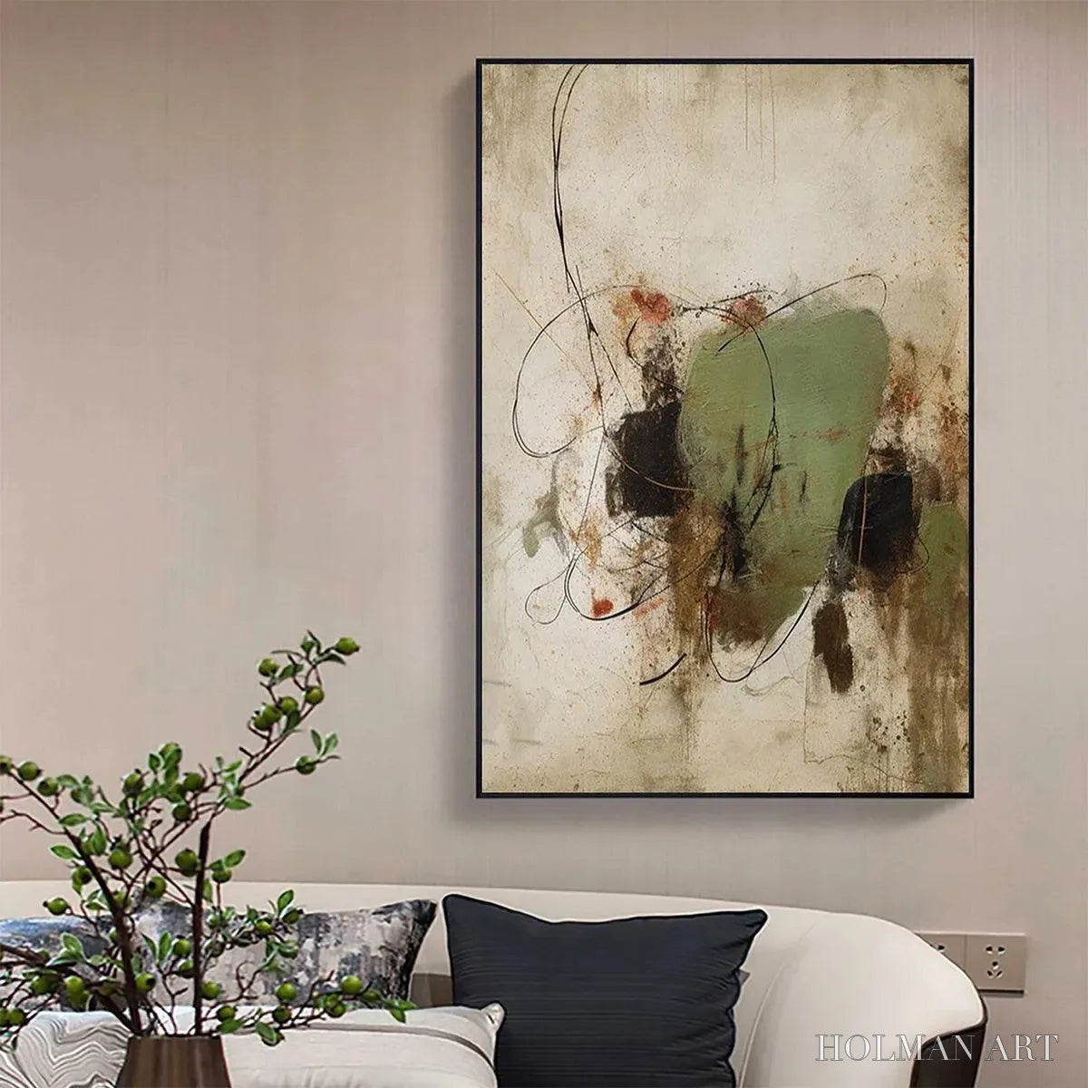 HOLMAN ART Sage Abstract – Minimalist Abstract Painting, Vertical - image 2