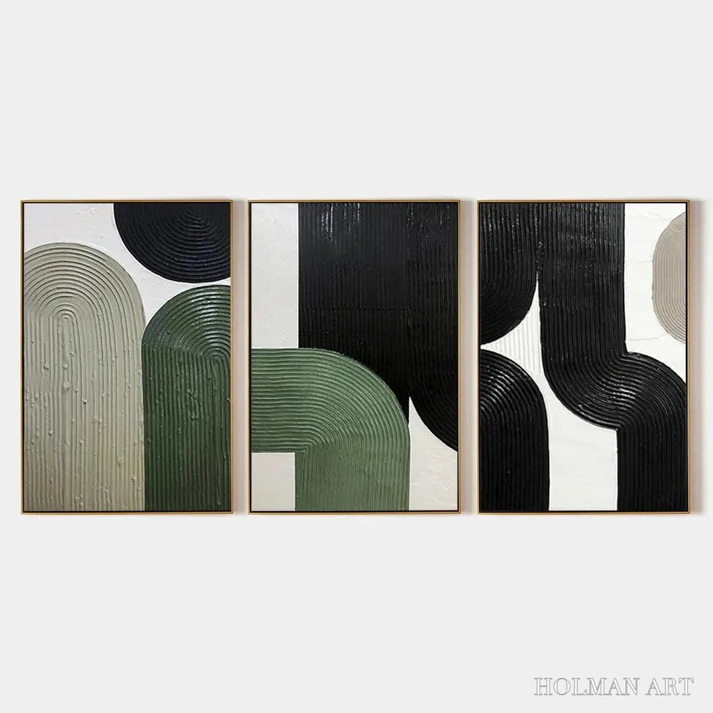 HOLMAN ART Arches Triptych – Minimalist Textured Abstract Painting Set of 3 - image 1