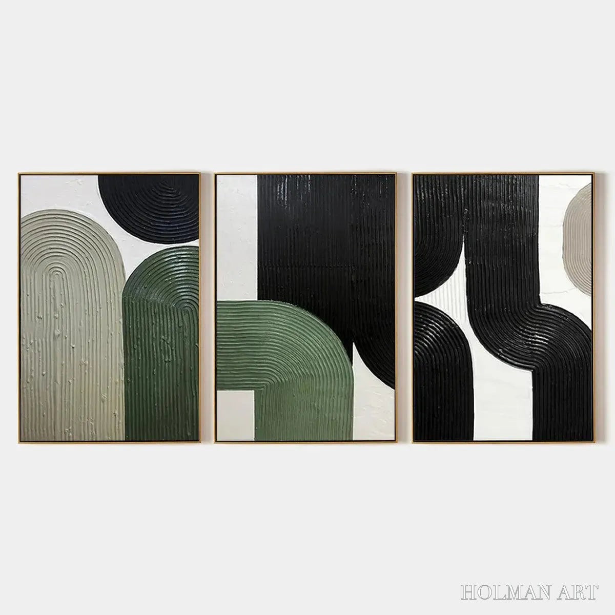 HOLMAN ART Arches Triptych – Minimalist Textured Abstract Painting Set of 3 - image 1