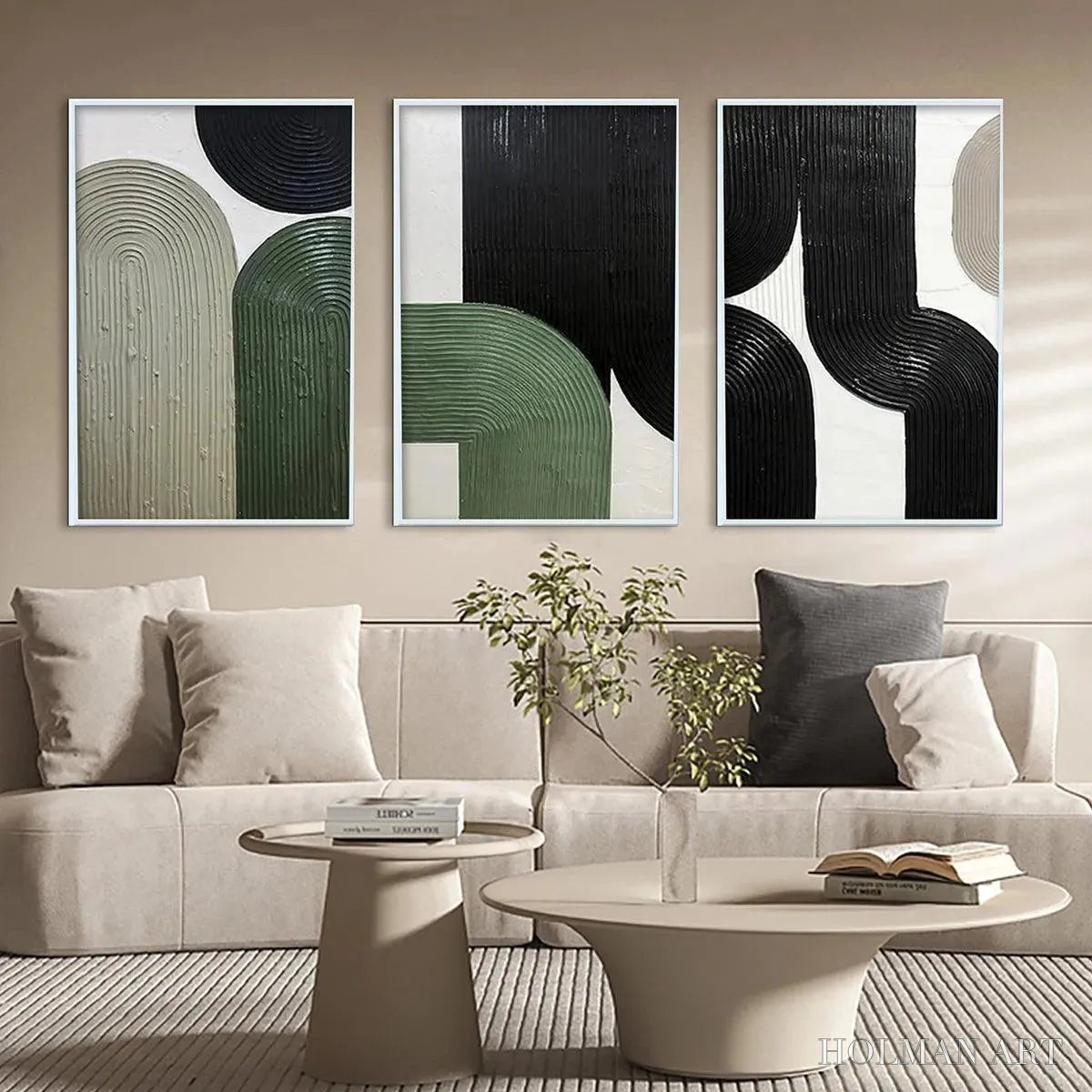 HOLMAN ART Arches Triptych – Minimalist Textured Abstract Painting Set of 3 - image 2