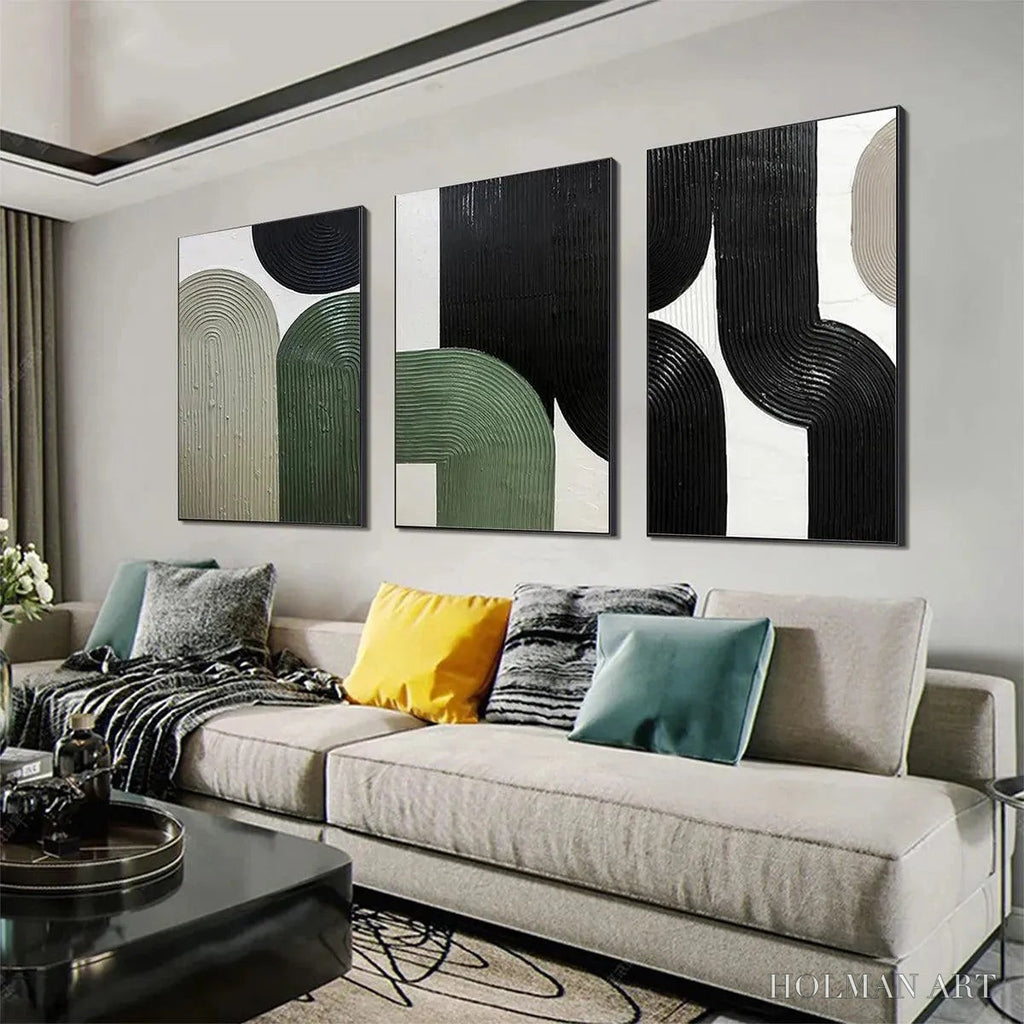 HOLMAN ART Arches Triptych – Minimalist Textured Abstract Painting Set of 3 - image 4