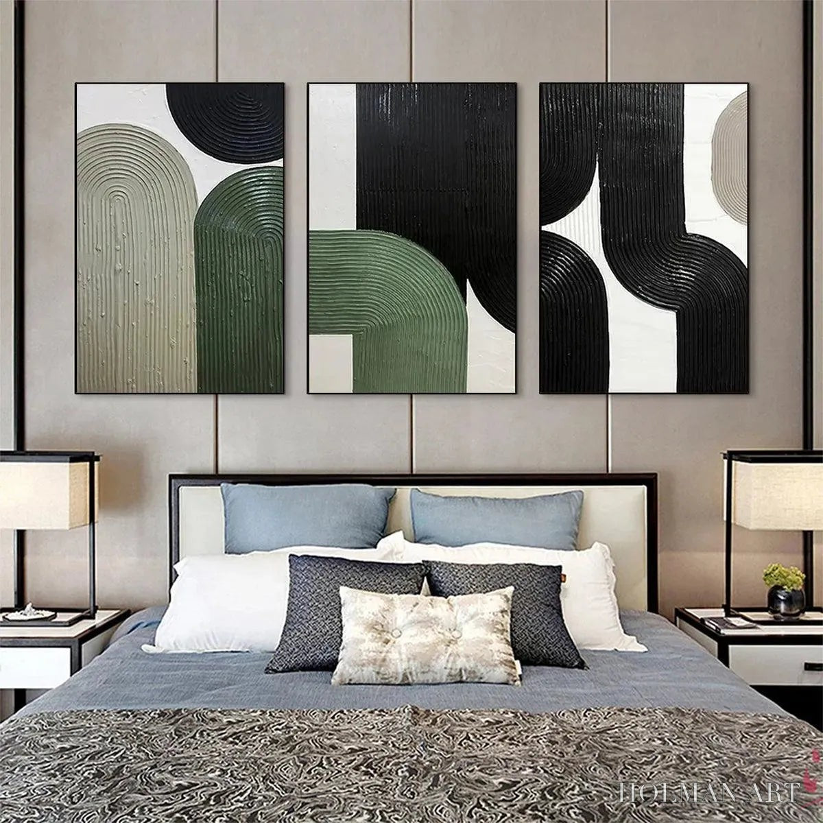 HOLMAN ART Arches Triptych – Minimalist Textured Abstract Painting Set of 3 - image 5