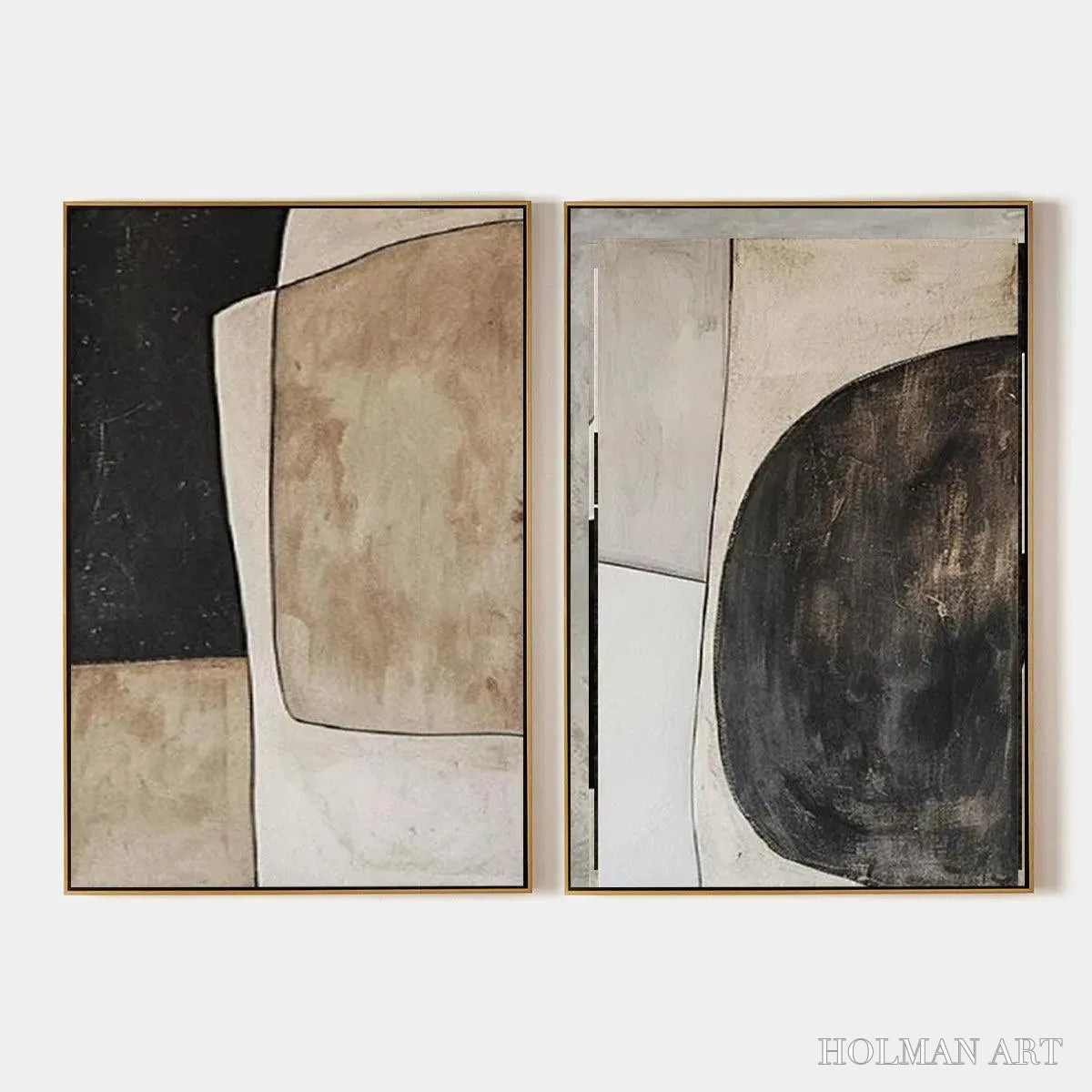 HOLMAN ART Abstract Geometric Diptych – Abstract Painting Set of 2, Vertical - image 1