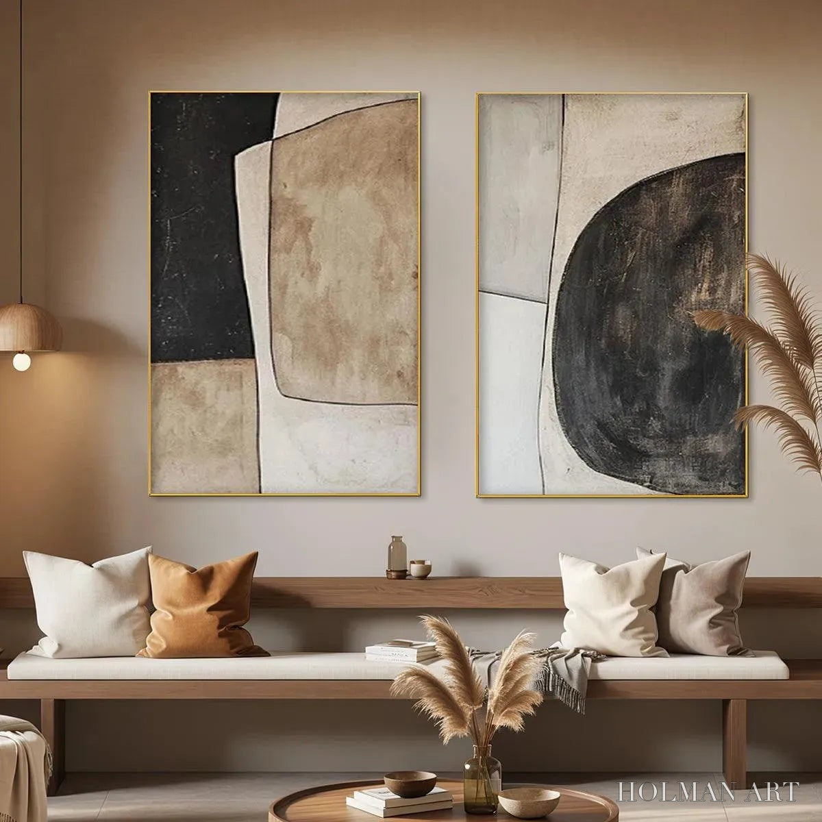 HOLMAN ART Abstract Geometric Diptych – Abstract Painting Set of 2, Vertical - image 2