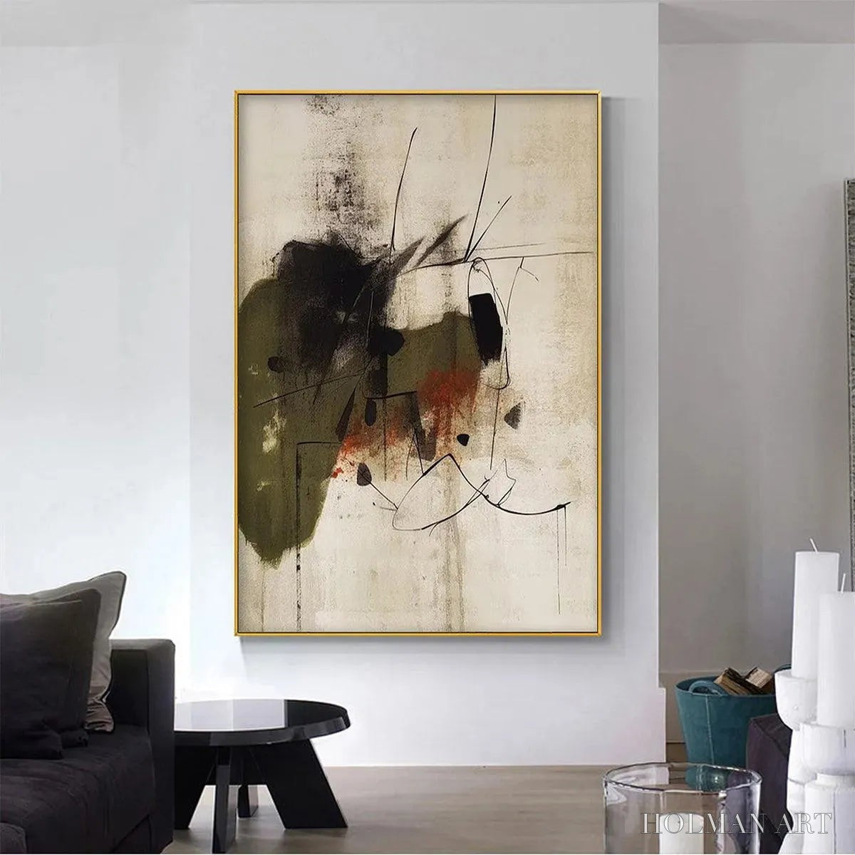 HOLMAN ART Untitled Abstract – Minimalist Abstract Painting, Vertical - image 2