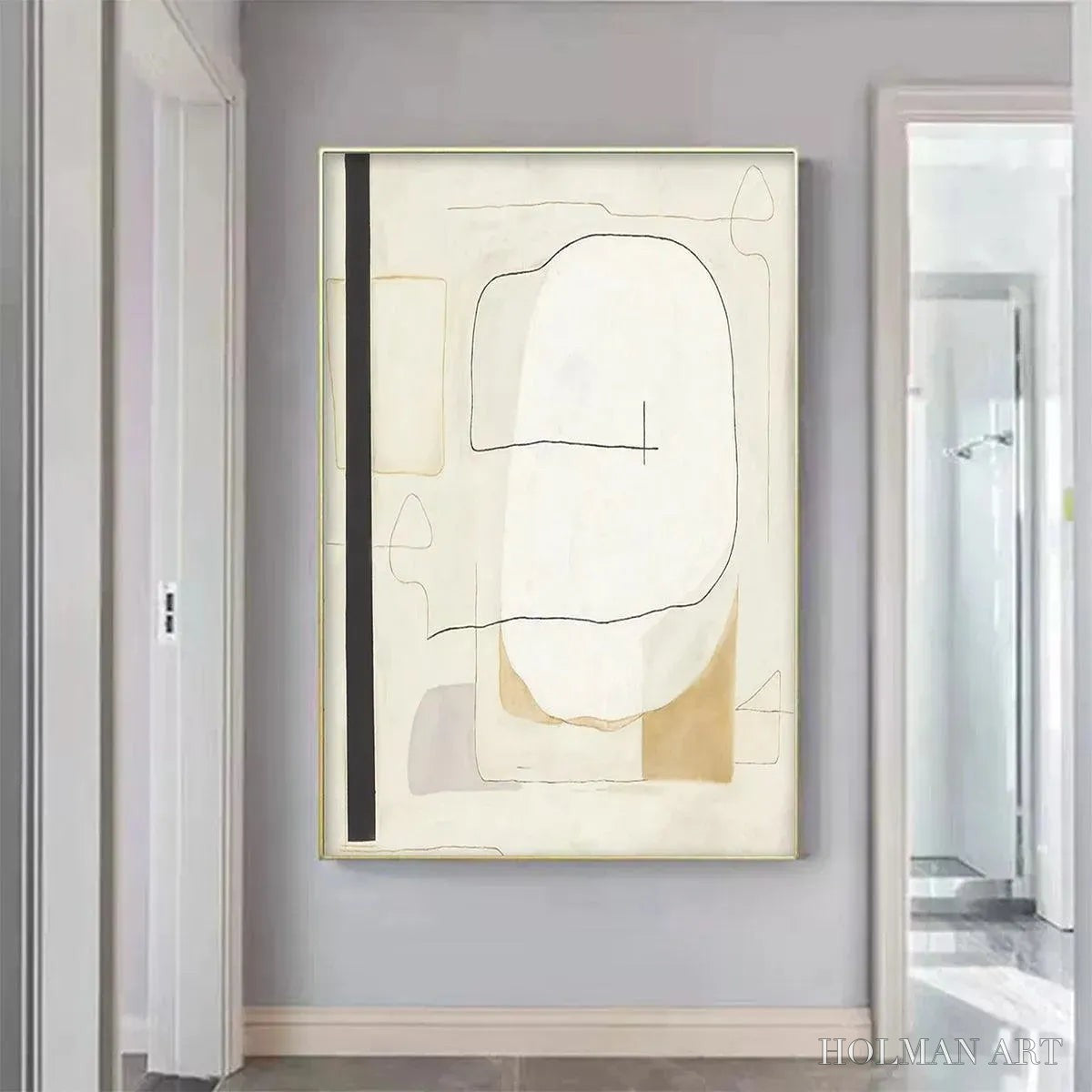 HOLMAN ART Minimalist Abstract – Neutral Abstract Painting, Square - image 2