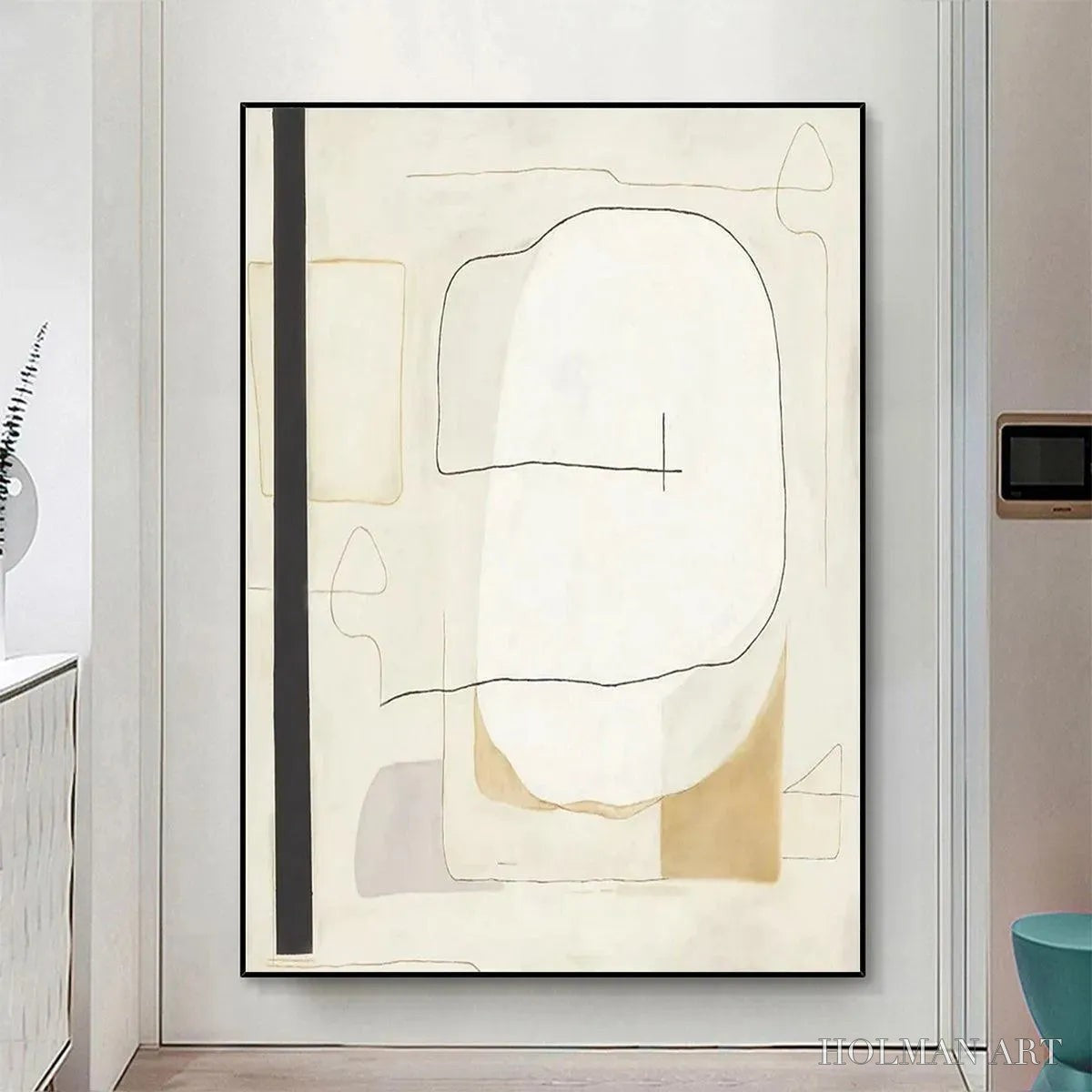HOLMAN ART Minimalist Abstract – Neutral Abstract Painting, Square - image 4