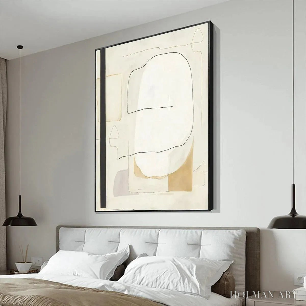 HOLMAN ART Minimalist Abstract – Neutral Abstract Painting, Square - image 5