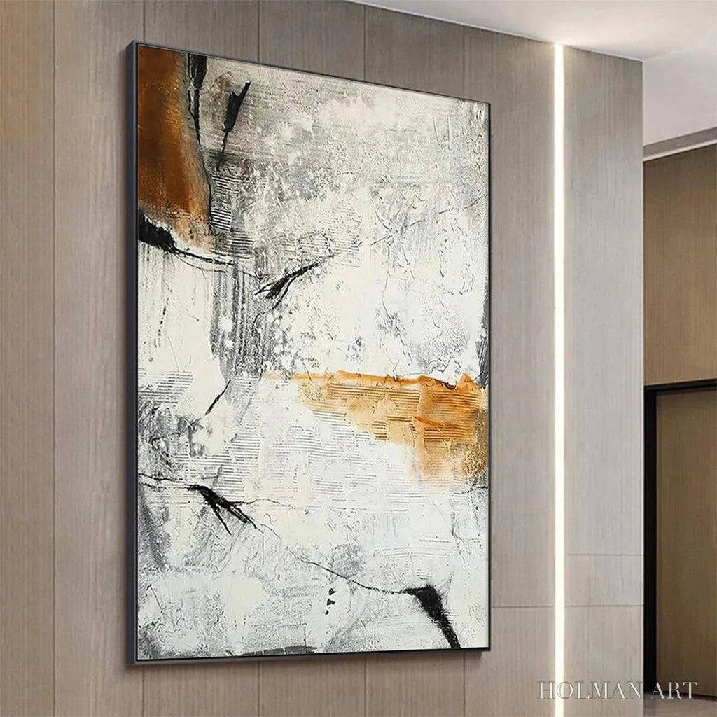 HOLMAN ART Textured Abstract in Brown and White – Modern Abstract Painting, Vertical - image 3