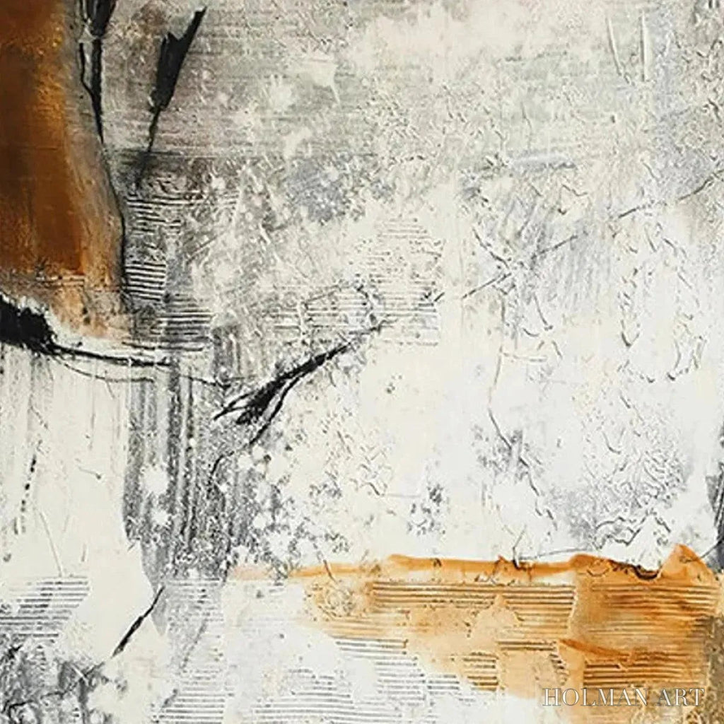 HOLMAN ART Textured Abstract in Brown and White – Modern Abstract Painting, Vertical - image 4