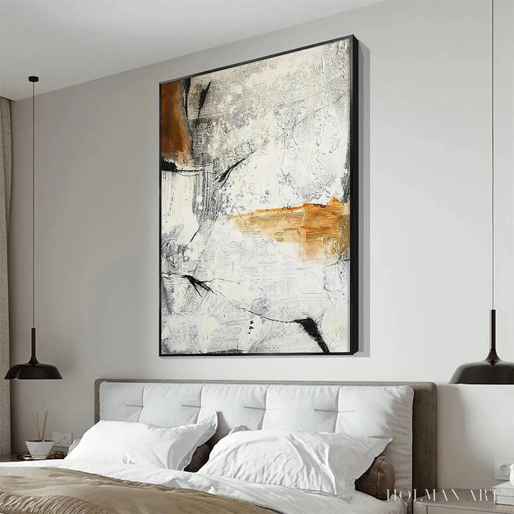 HOLMAN ART Textured Abstract in Brown and White – Modern Abstract Painting, Vertical - image 5