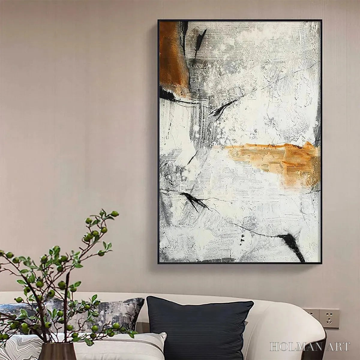 HOLMAN ART Textured Abstract in Brown and White – Modern Abstract Painting, Vertical - image 6