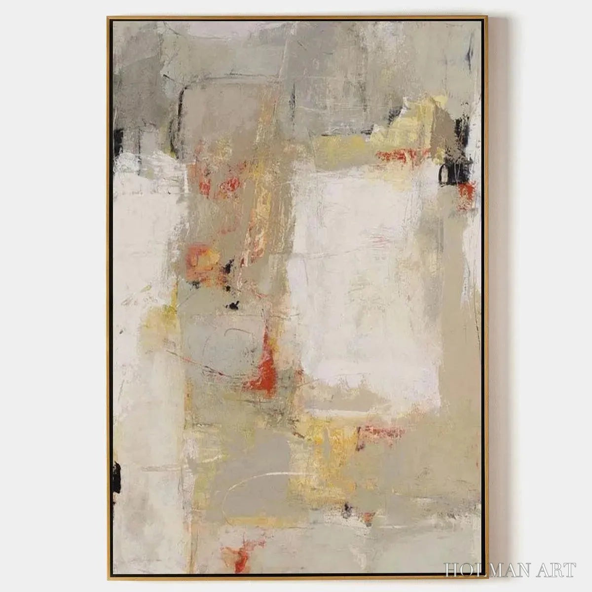 HOLMAN ART Neutral Abstraction – Minimalist Abstract Painting, Vertical - image 1