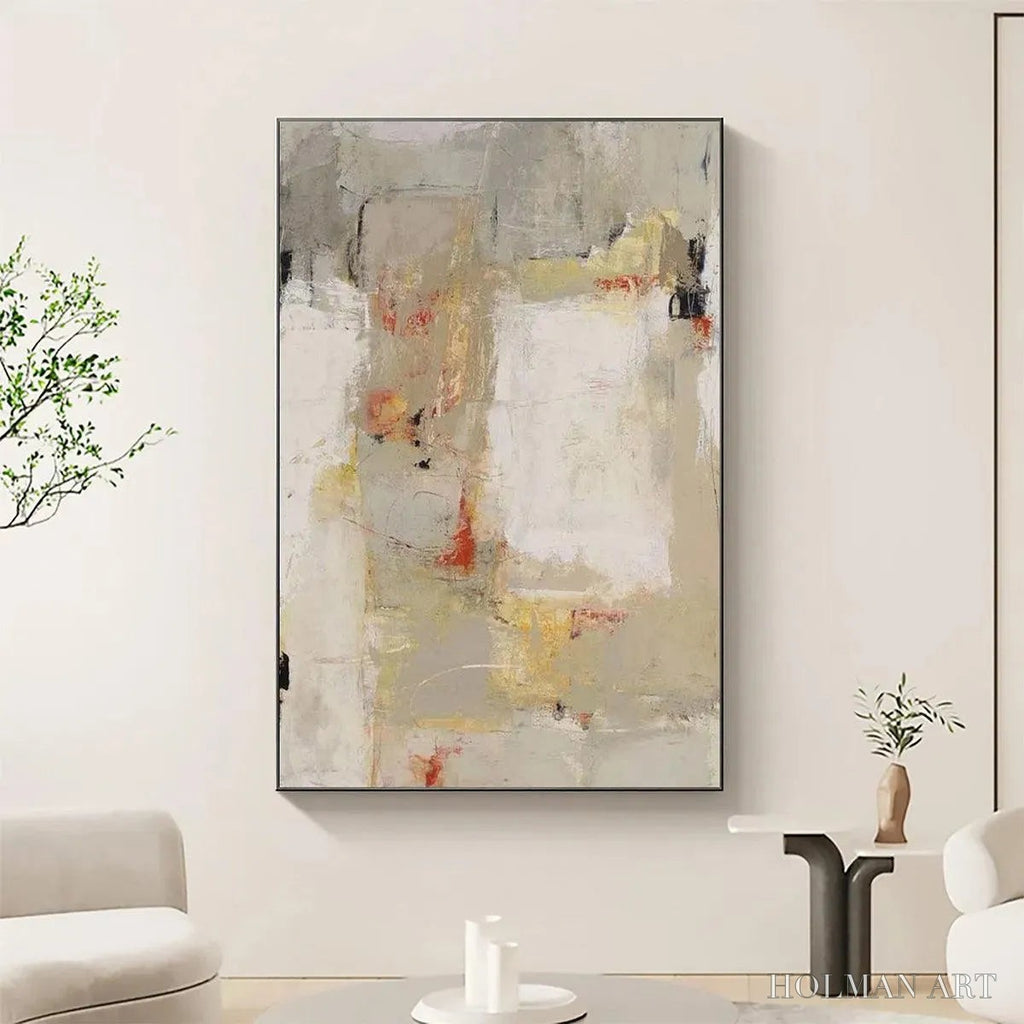 HOLMAN ART Neutral Abstraction – Minimalist Abstract Painting, Vertical - image 2
