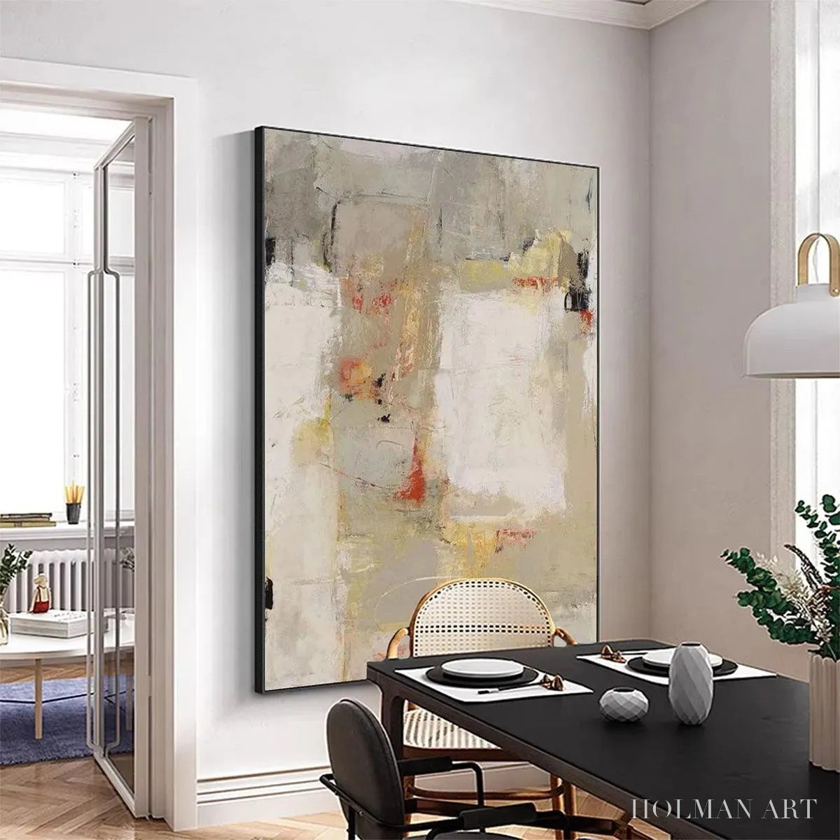 HOLMAN ART Neutral Abstraction – Minimalist Abstract Painting, Vertical - image 3